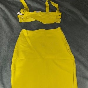 Mistress Rocks bandage yellow vacay/ club set